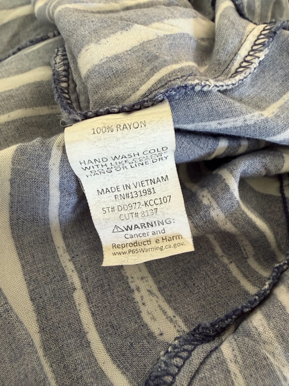 Naif Navy Blue and White Striped Wrap Front Belted Ruffle Dress Size L - Picture 7 of 7